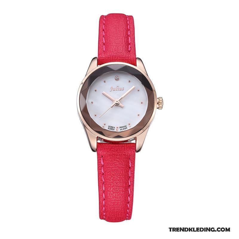 Horloge Dames Eenvoudig Quartz Horloge Student Echte Riem Trend Bruine