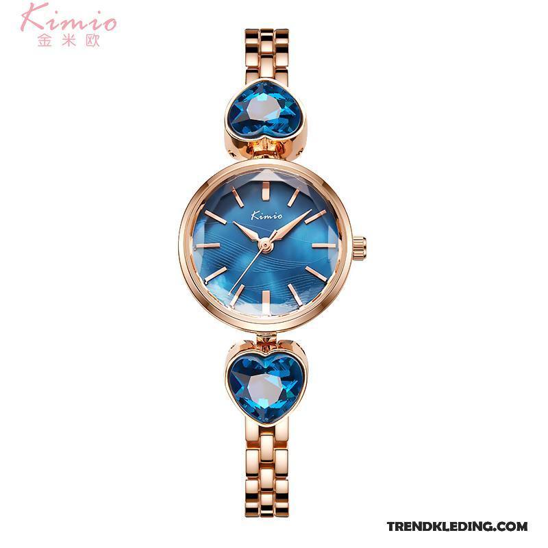 Horloge Dames Hart Gemiddelde Kunst Vintage Blauw