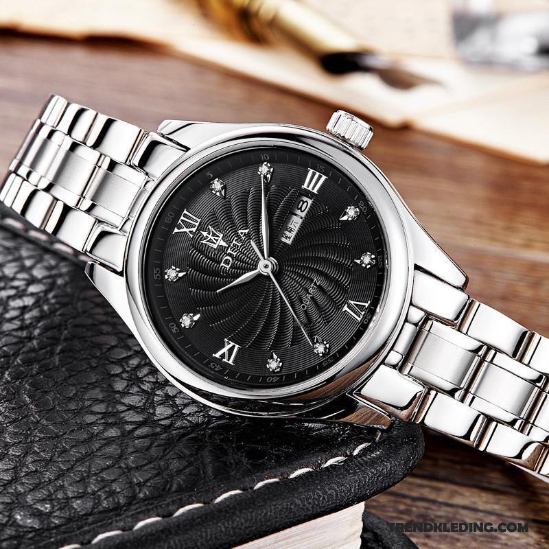Horloge Dames Heren Klassiek Eenvoudig Merken Lovers Quartz Horloge Zwart