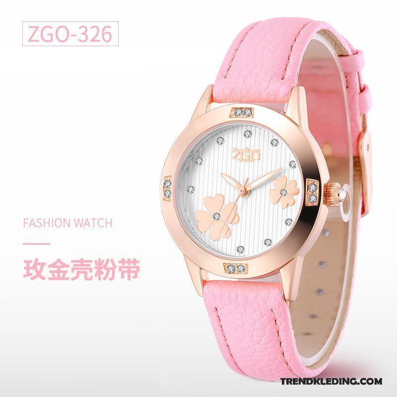 Horloge Dames Meisje Casual De Middelbare School Student Quartz Horloge Waterdicht Roze Goud