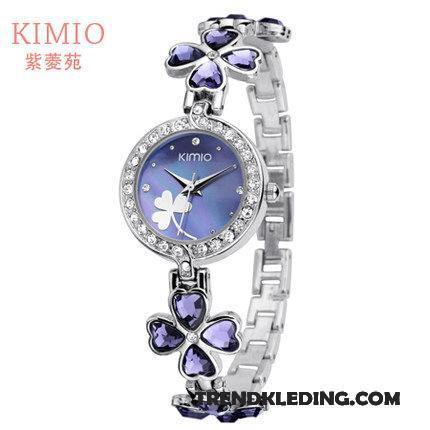 Horloge Dames Meisje Student Mini Trend Gemiddelde Kunst Blauw