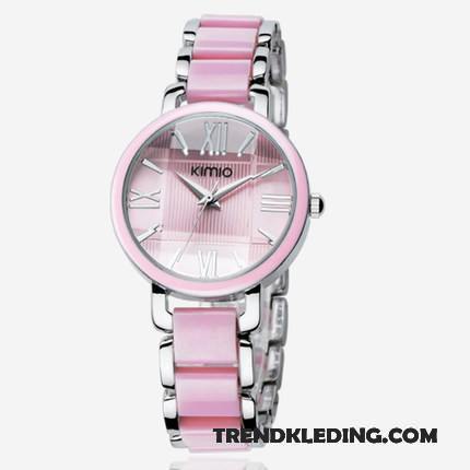 Horloge Dames Meisje Trend Quartz Horloge Mode Casual Genereus Roze Wit