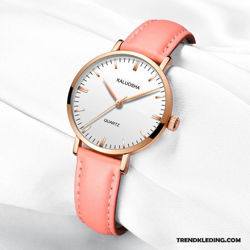 Horloge Dames Merken Nieuw Student Quartz Horloge Eenvoudig Trend Roze Rood
