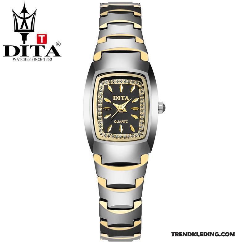 Horloge Dames Strass Lovers Quartz Horloge Waterdicht Klassiek Mode Gouden