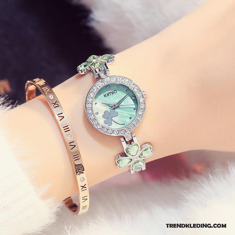 Horloge Dames Student Bloemen Hart Eenvoudig Verjaardagscadeau Trend Wit