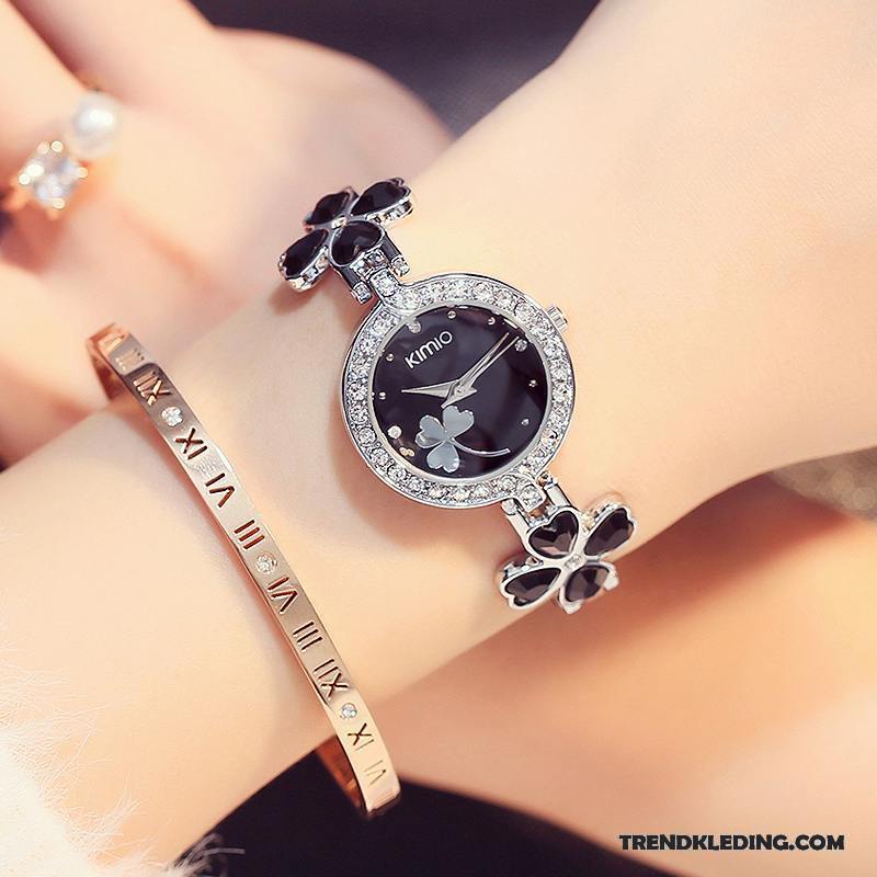 Horloge Dames Student Bloemen Hart Eenvoudig Verjaardagscadeau Trend Wit