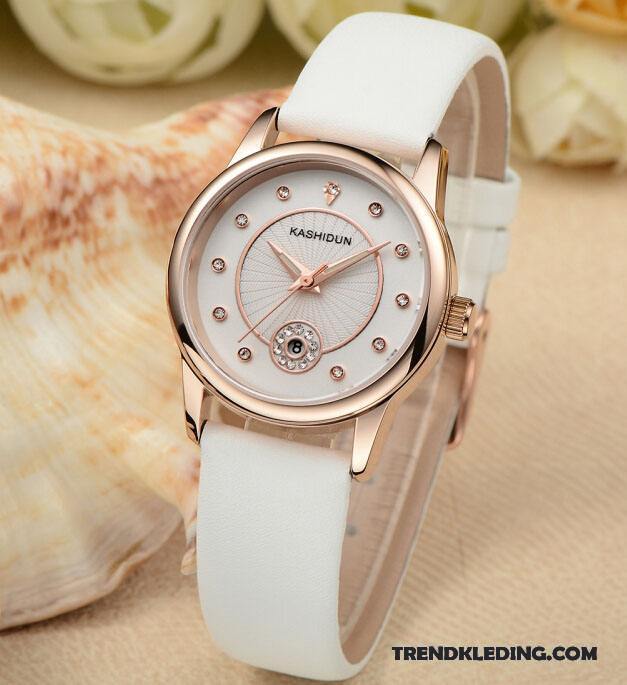 Horloge Dames Trend Lichtende Nachtwolken Leer Mode Strass Student Roze Zilver