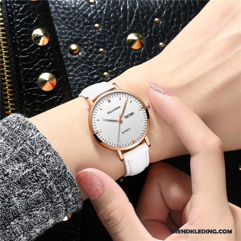 Horloge Dames Trend Waterdicht Elegante Dubbele Kalender Riem Mode Wit