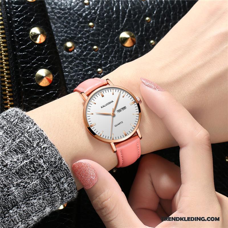 Horloge Dames Trend Waterdicht Elegante Dubbele Kalender Riem Mode Wit