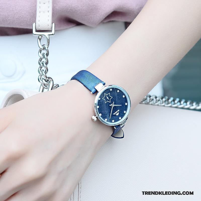 Horloge Dames Vers Gemiddelde Eenvoudig Meisje Mini Student Blauw