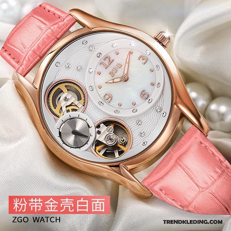 Horloge Dames Waterdicht Horlogeband Automatisch Meisje Nieuw Verjaardagscadeau Roze Wit Goud