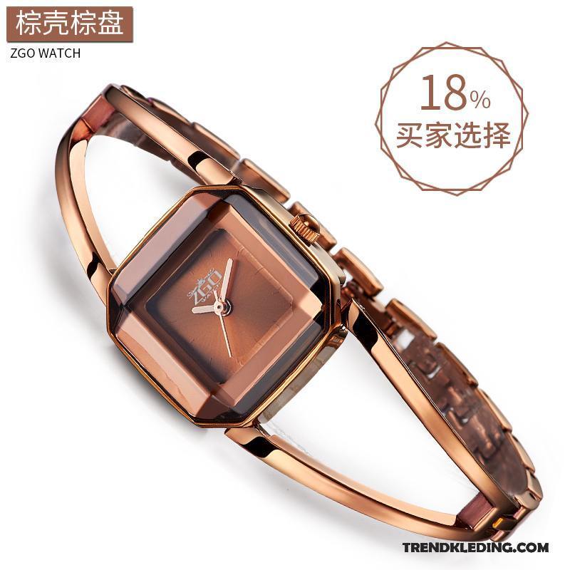 Horloge Dames Waterdicht Student Mesh Elegante Trend Mini Rood Bruine