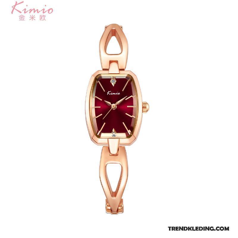 Horloge Dames Waterdicht Trend Mode Casual Ketting Elegante Rode Wijn Rood