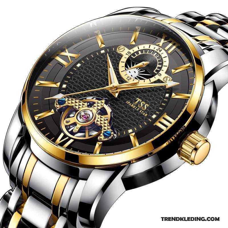 Horloge Heren Automatisch Trend Echte Waterdicht Casual Eenvoudig Blauw Zwart Gouden
