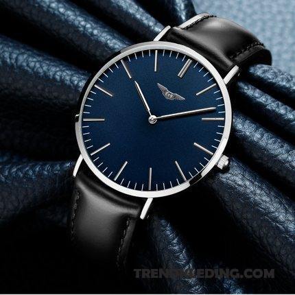 Horloge Heren Business Echte Waterdicht Mode Eenvoudig Student Blauw Zwart Goud