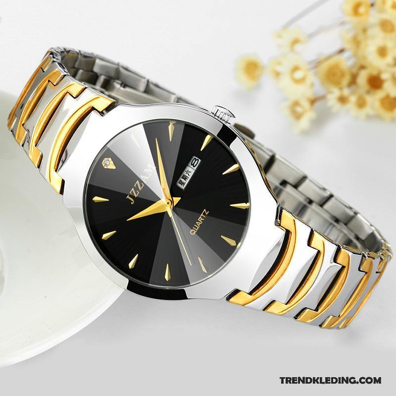 Horloge Heren Business Eenvoudig Casual Trend Waterdicht Riem Zwart Gouden
