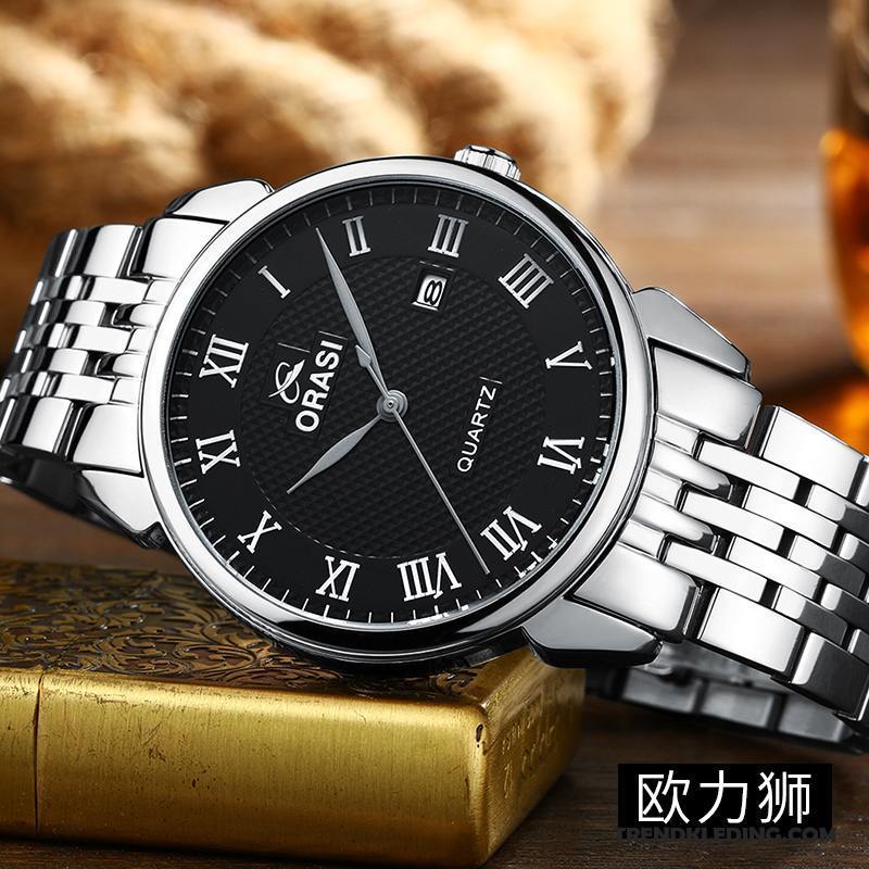 Horloge Heren Business Eenvoudig Casual Trend Waterdicht Riem Zwart Gouden