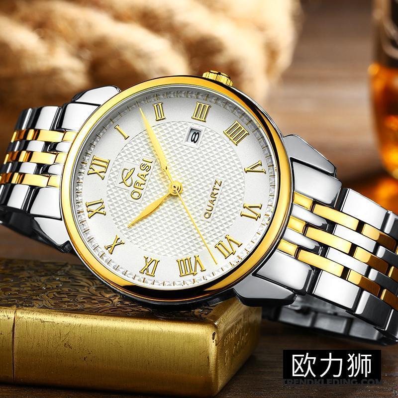 Horloge Heren Business Eenvoudig Casual Trend Waterdicht Riem Zwart Gouden