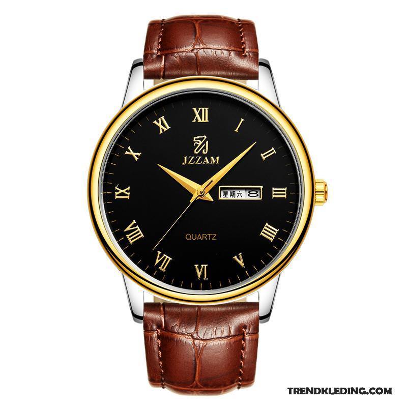 Horloge Heren Business Eenvoudig Casual Trend Waterdicht Riem Zwart Gouden