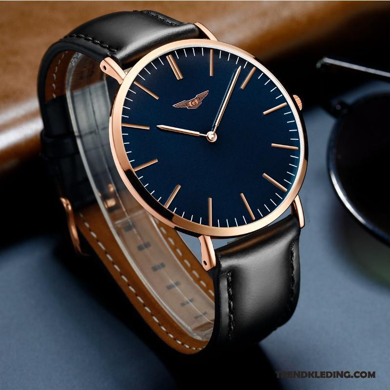 Horloge Heren Dun Trend Waterdicht Roestvrij Staal Mode Quartz Horloge Blauw Zwart Gouden