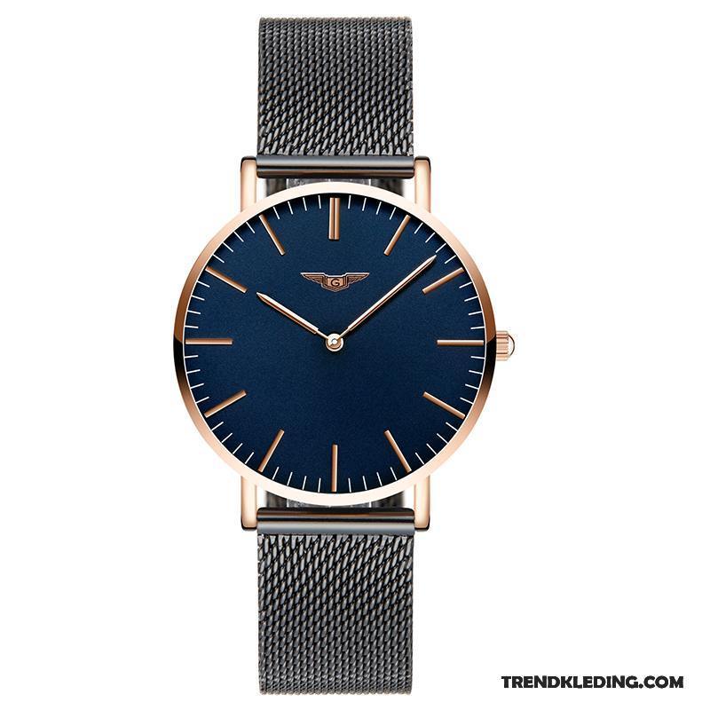 Horloge Heren Dun Trend Waterdicht Roestvrij Staal Mode Quartz Horloge Blauw Zwart Gouden