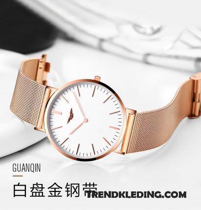 Horloge Heren Dun Trend Waterdicht Roestvrij Staal Mode Quartz Horloge Blauw Zwart Gouden