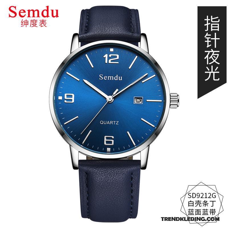 Horloge Heren Leer Student Waterdicht Trend Lichtende Nachtwolken Mode Blauw Wit