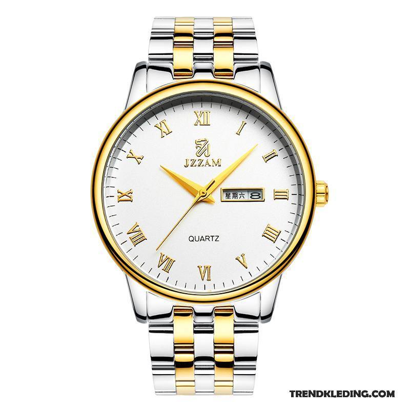 Horloge Heren Mode Riem Trend Student Eenvoudig Waterdicht Zilver Wit Zwart