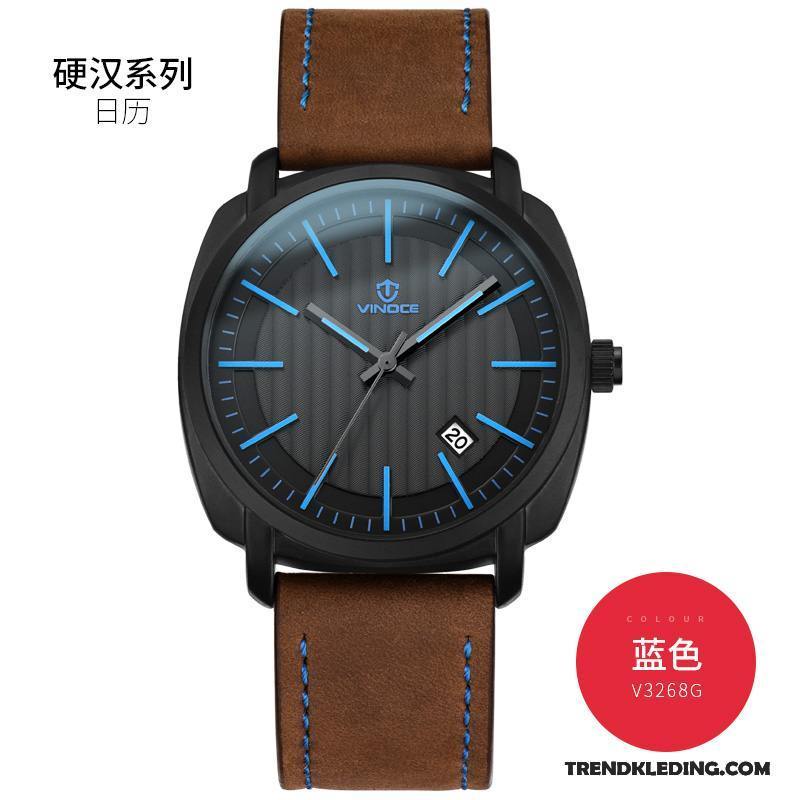Horloge Heren Mode Waterdicht Quartz Horloge Roestvrij Staal Sport Eenvoudig Blauw
