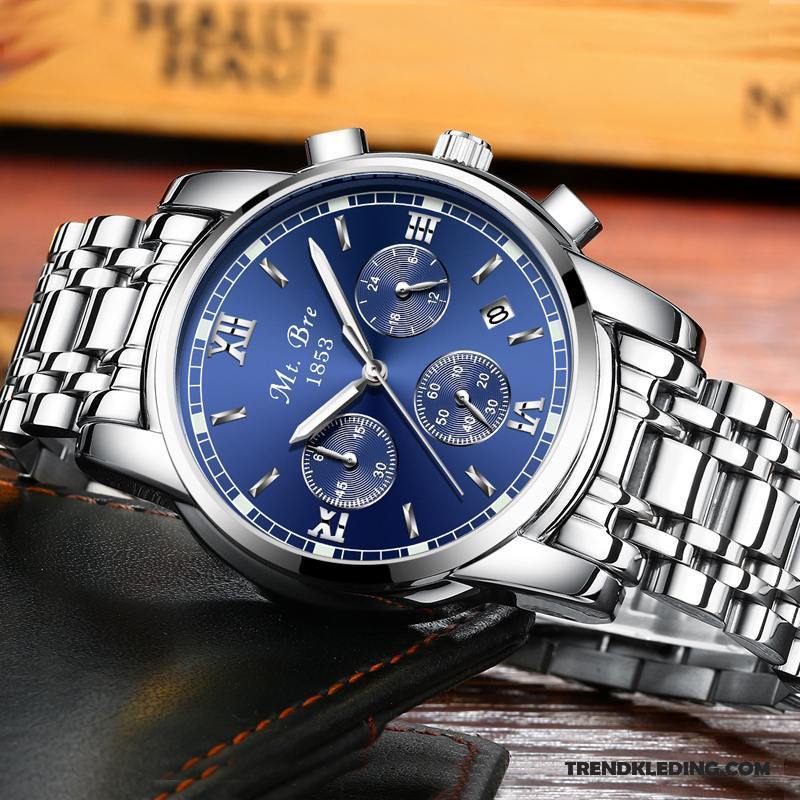 Horloge Heren Quartz Horloge Trend Waterdicht Echte Student Doek Blauw