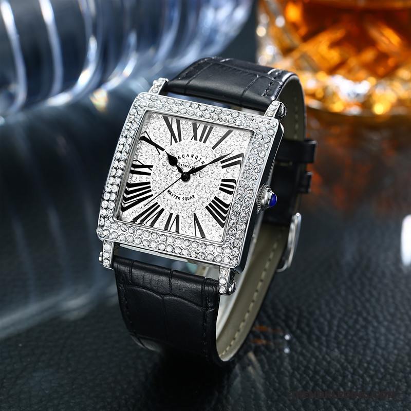 Horloge Heren Riem Waterdicht Dames Vierkante Mode Quartz Horloge Zwart