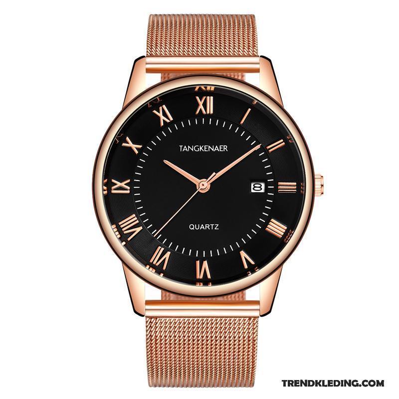 Horloge Heren Super Dun Casual Mode Trend Riem Wit Bruine