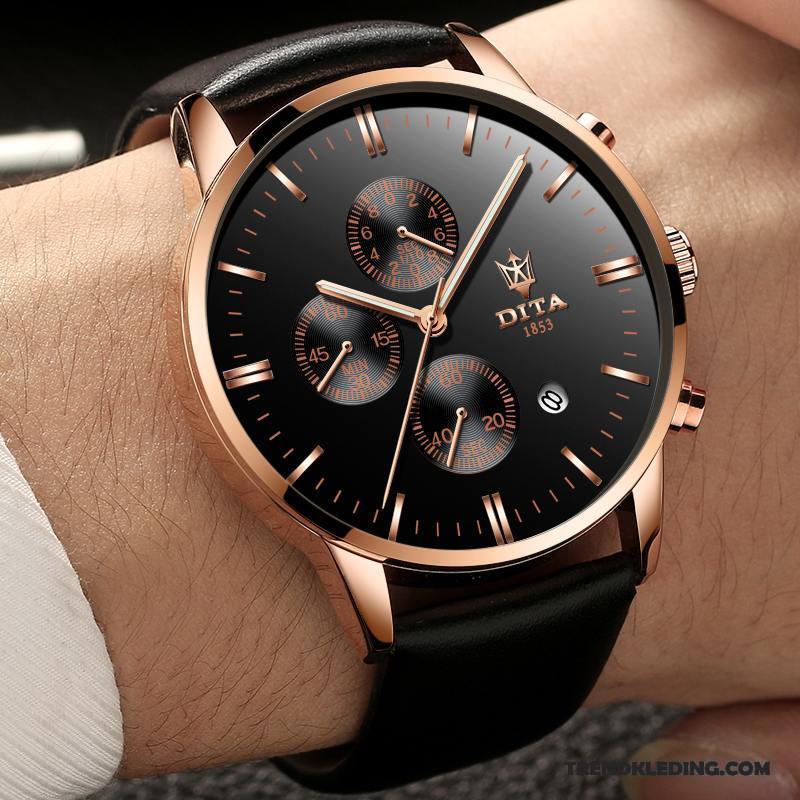 Horloge Heren Trend Student Riem 2018 Quartz Horloge Mode Roze Zwart Bruine Gouden
