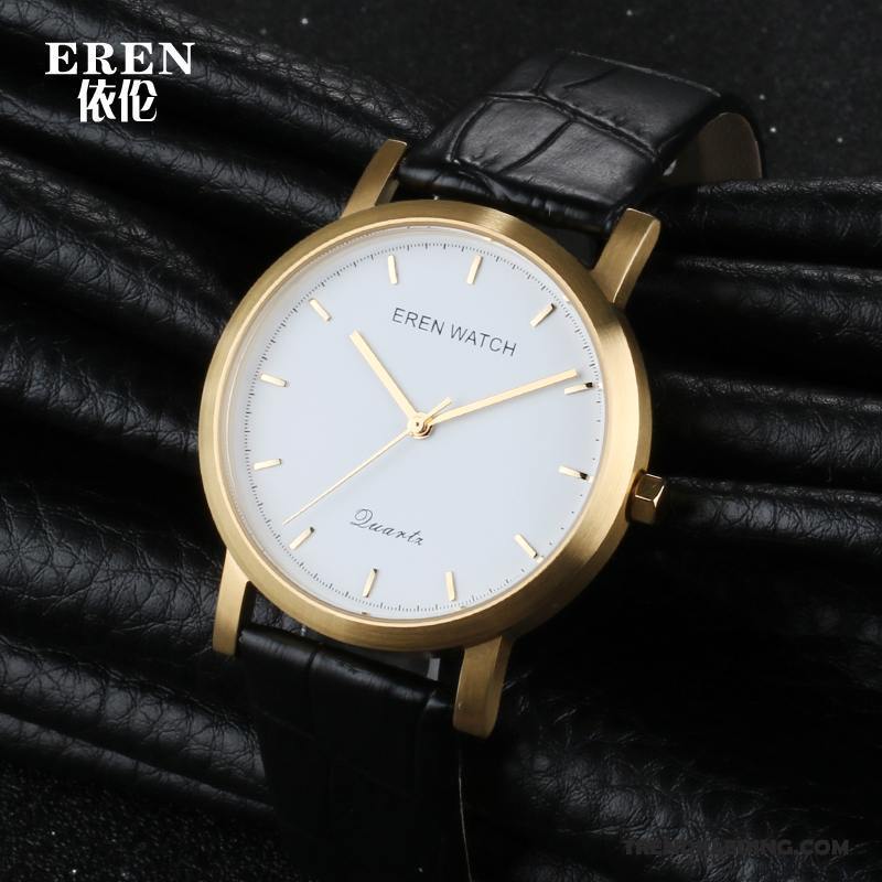 Horloge Heren Vintage Quartz Horloge Echt Leer Casual Waterdicht Eenvoudig Wit Zwart