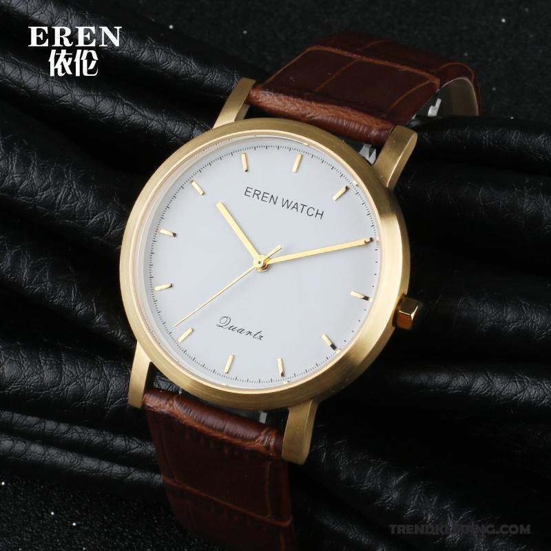 Horloge Heren Vintage Quartz Horloge Echt Leer Casual Waterdicht Eenvoudig Wit Zwart