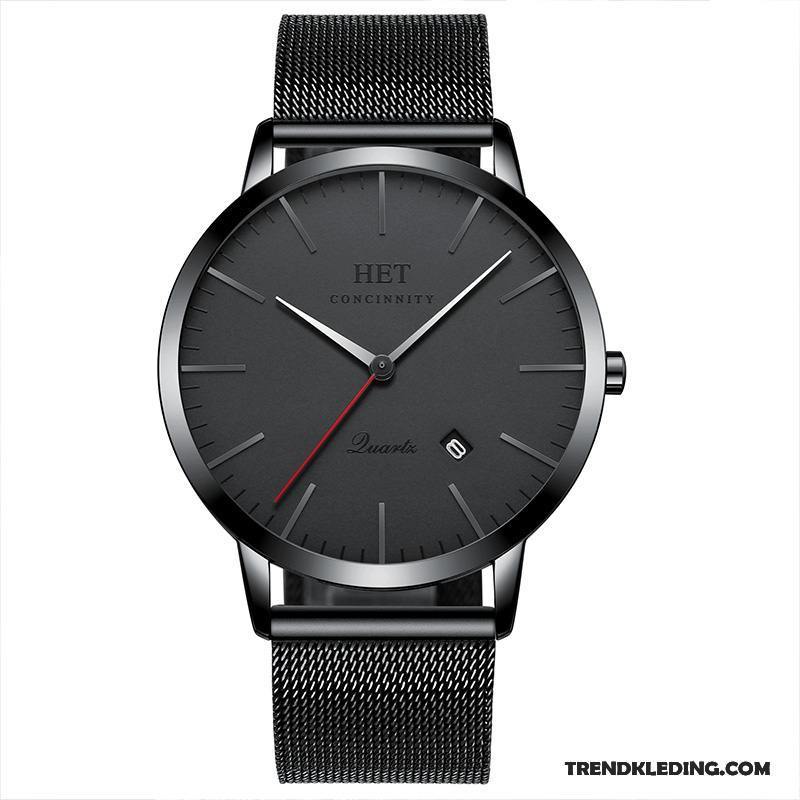 Horloge Heren Waterdicht Echt Leer Riem Quartz Horloge Mode Dun Grijs