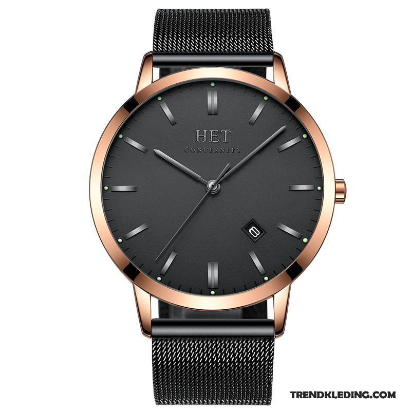 Horloge Heren Waterdicht Echt Leer Riem Quartz Horloge Mode Dun Grijs