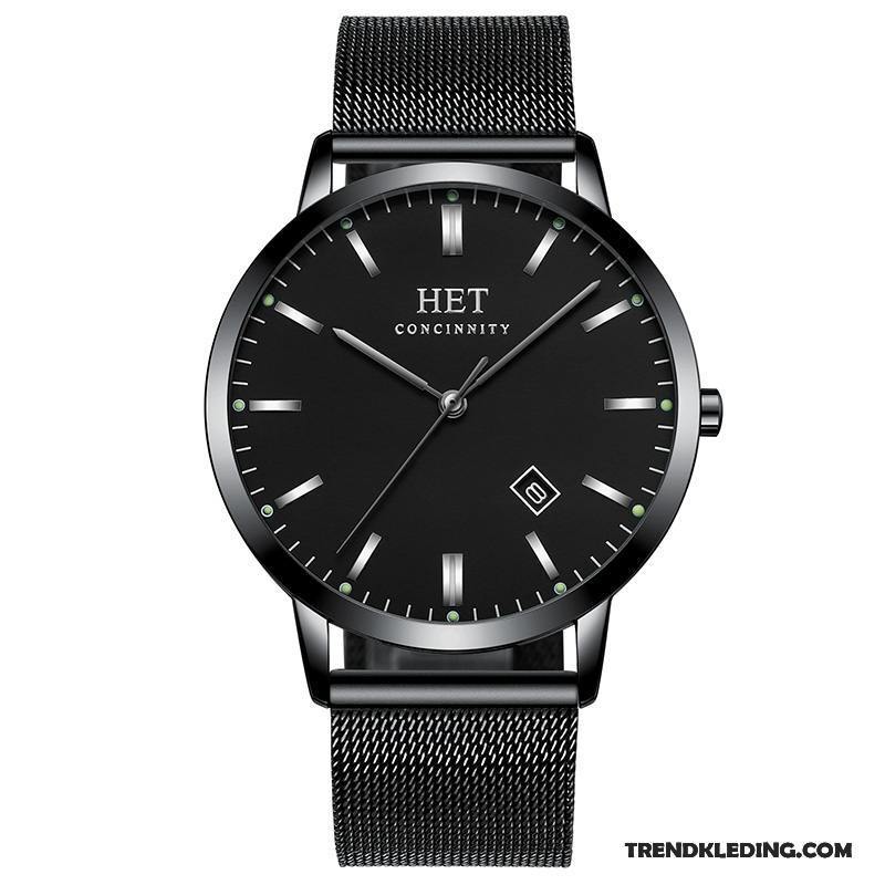 Horloge Heren Waterdicht Echt Leer Riem Quartz Horloge Mode Dun Grijs