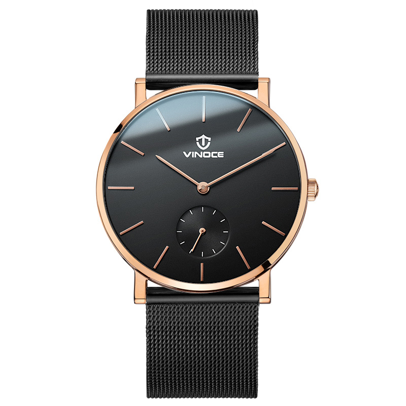 Horloge Heren Waterdicht Nieuw Mode Eenvoudig Mesh Dun Zwart Gouden Beige