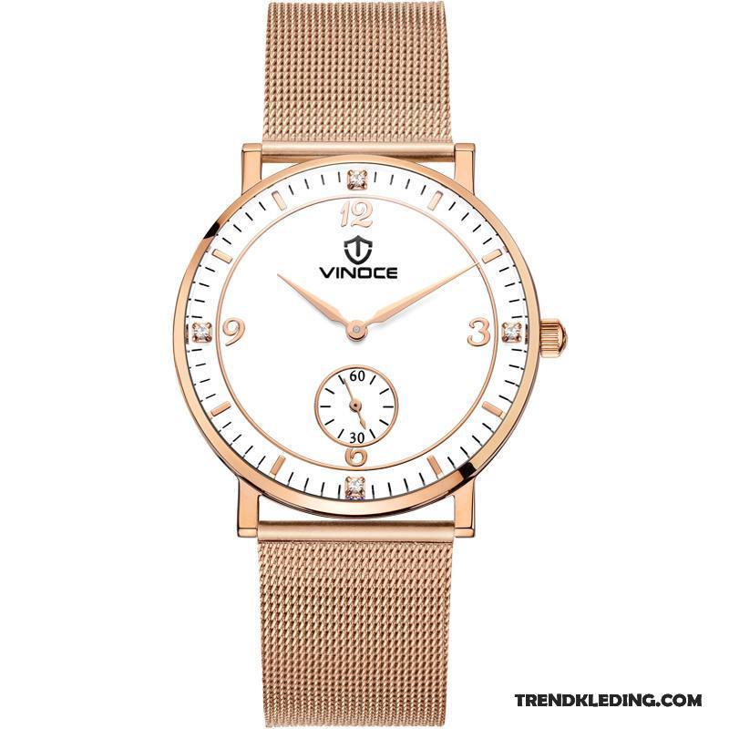 Horloge Heren Waterdicht Nieuw Mode Eenvoudig Mesh Dun Zwart Gouden Beige