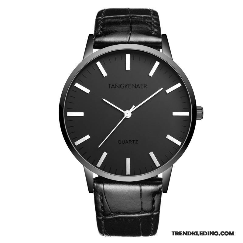 Horloge Heren Waterdicht Quartz Horloge Echte Mode Riem Student Wit Zwart