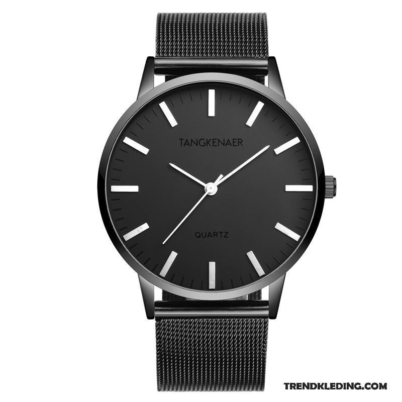 Horloge Heren Waterdicht Quartz Horloge Echte Mode Riem Student Wit Zwart