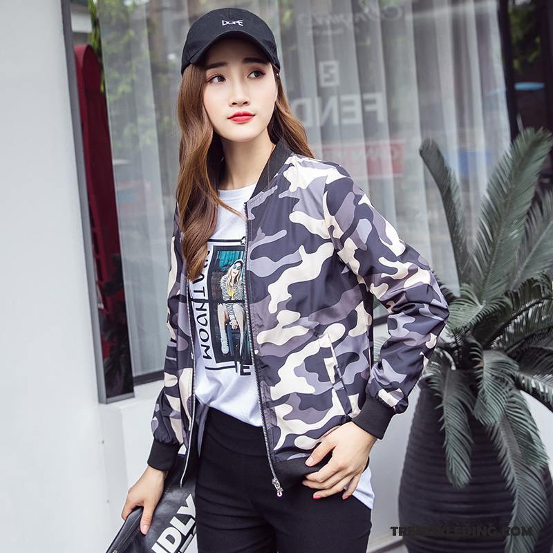 Jassen Dames Mini Voorjaar Honkbal Herfst Jack Dunne Camouflage Geel