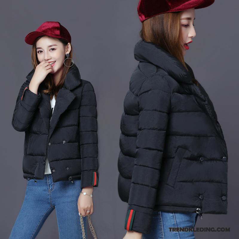 Katoenen Jas Dames Mini Winter Kleding Mooi Kort Grijs