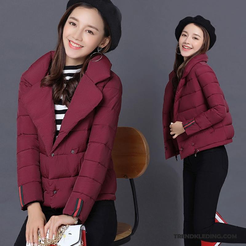 Katoenen Jas Dames Mini Winter Kleding Mooi Kort Grijs