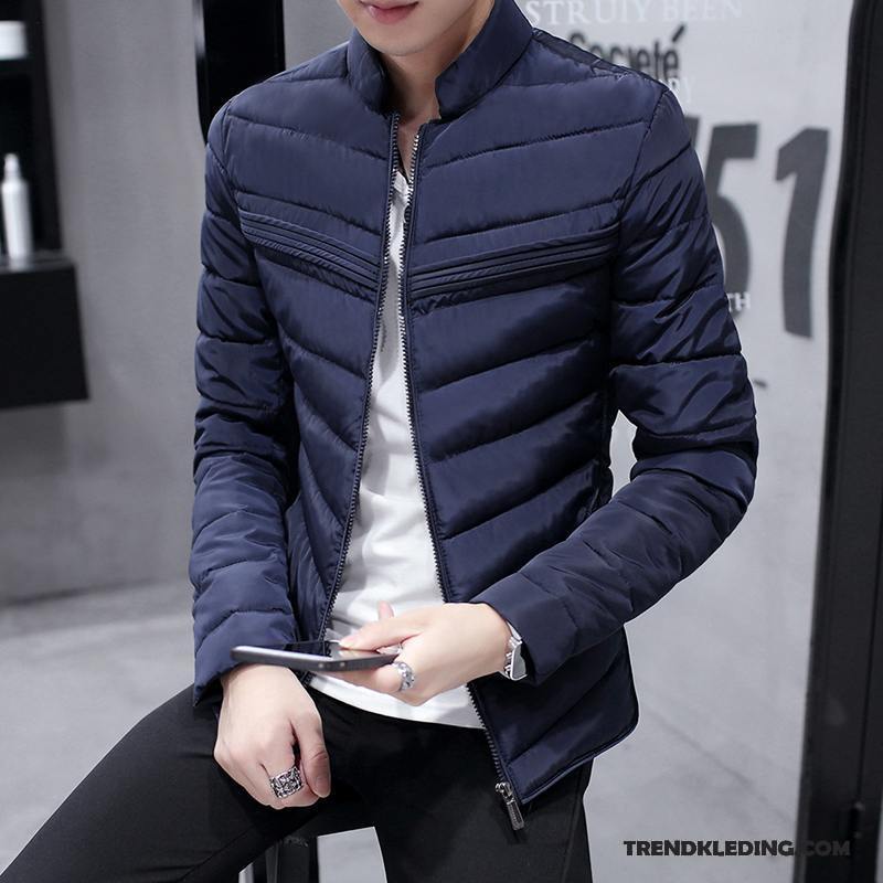 Katoenen Jas Heren Kort 2018 Slim Fit Mooi Trend Nieuw Oranje