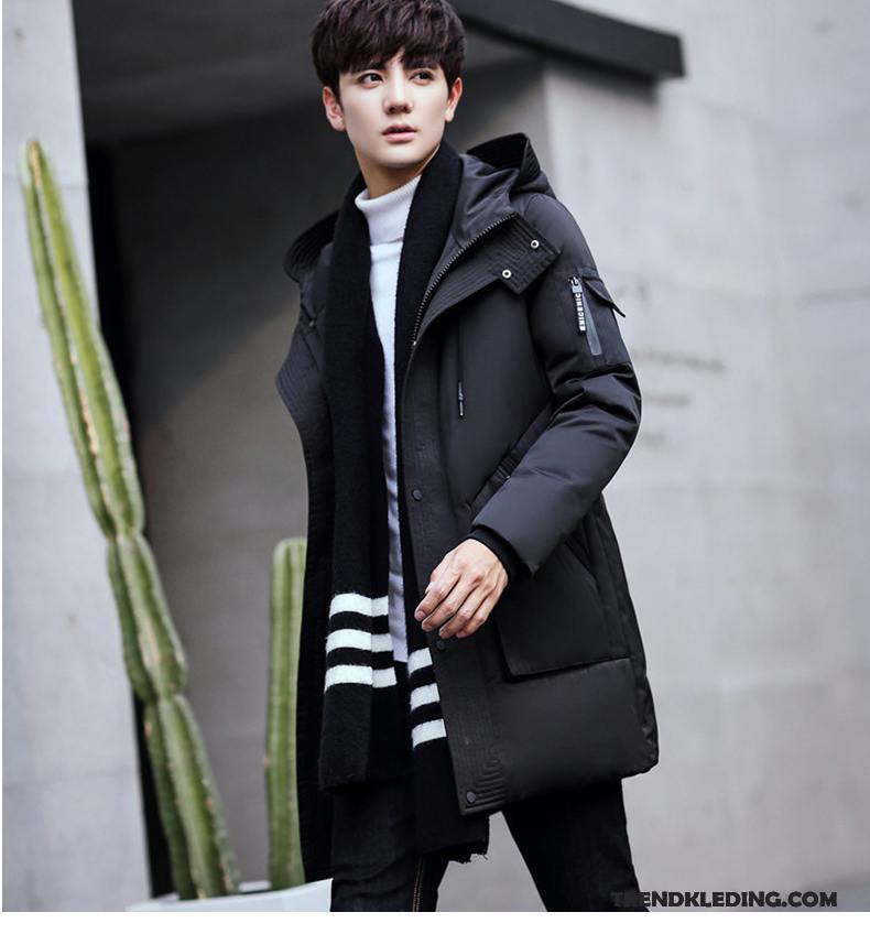 Katoenen Jas Heren Lang Winter Slim Fit 2018 Winter Kleding Dikke Legergroene