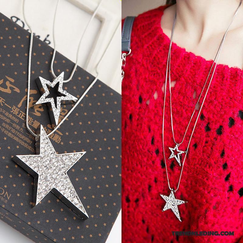 Ketting Dames Eenvoudig Accessoires Trui Winter Herfst Lange Zilver