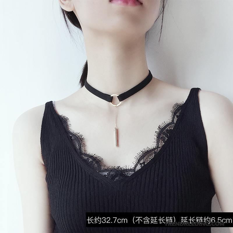 Ketting Dames Eenvoudig Kant Accessoires Korte Zwart