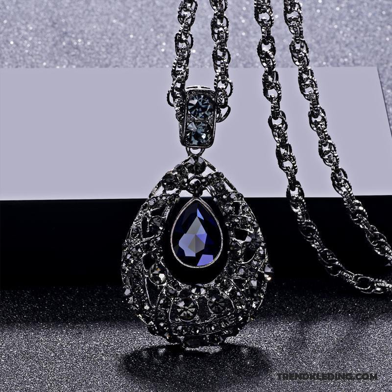 Ketting Dames Herfst Winter Accessoires Alle Wedstrijden Lange Kristal Blauw